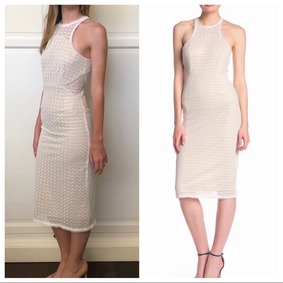 white crochet midi dress